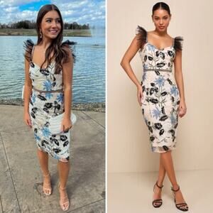 NEW NWT Lulu’s Show Stopper Embroidered Beaded Bodycon Dress